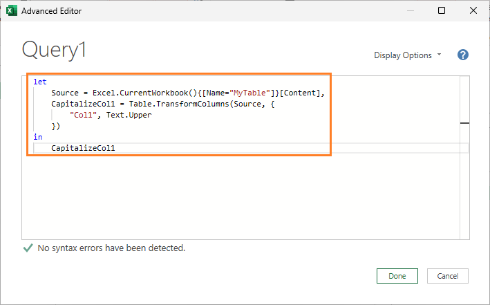 Edit Code in Advanced Editor
