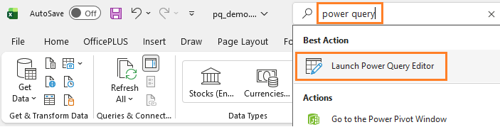 Launch Power Query Editor